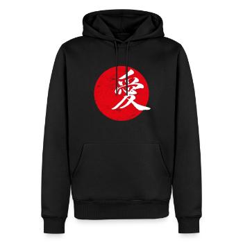 Amour art japonais - Sweat à capuche Premium bio Homme - noir - Devant - Nico (187cm)