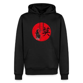 Courage art japonais - Sweat à capuche Premium bio Homme - noir - Devant - Nico (187cm)