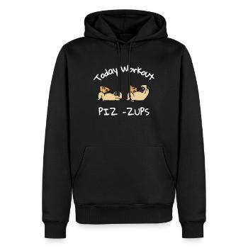 Pug pizza - Sweat à capuche Premium bio Homme - noir - Devant - Nico (187cm)
