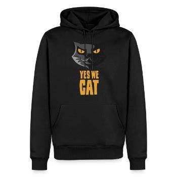 Oui nous chatons, chats chats domestiques oui nous pouvons - Sweat à capuche Premium bio Homme - noir - Devant - Nico (187cm)