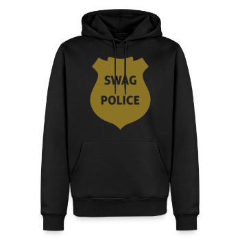 Swag Police - Sweat à capuche Premium bio Homme - noir - Devant - Nico (187cm)