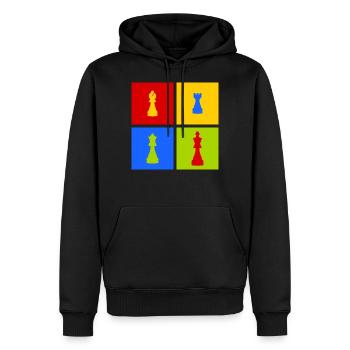 farbenfrohe Schachfiguren - Männer Premium Bio Hoodie - Schwarz - Vorne - Nico (187cm)