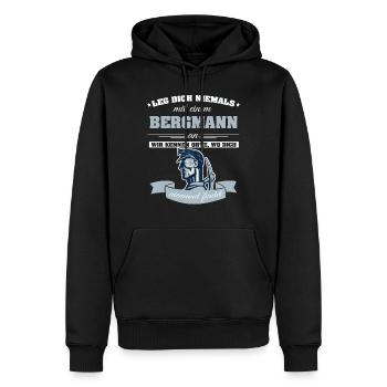 Miner - Men’s Premium Organic Hoodie - black - Front - Nico (187cm)