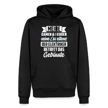électricien - Sweat à capuche Premium bio Homme - noir - Devant - Nico (187cm)