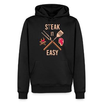 Steak It Easy, cadeau de viande barbecue barbecue alimentaire - Sweat à capuche Premium bio Homme - noir - Devant - Nico (187cm)
