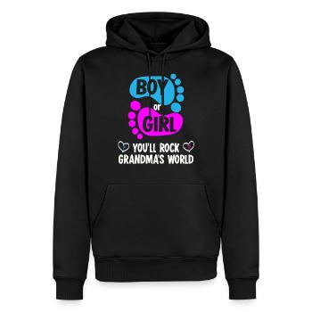 Baby shower fille ou garçon papy - Sweat à capuche Premium bio Homme - noir - Devant - Nico (187cm)