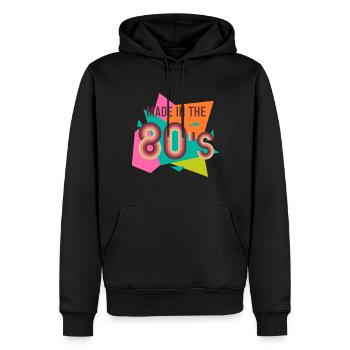 Made in the 80's - Männer Premium Bio Hoodie - Schwarz - Vorne - Nico (187cm)