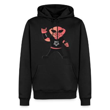 Heavy Metal Pig, rocker français à la fourche - Sweat à capuche Premium bio Homme - noir - Devant - Nico (187cm)
