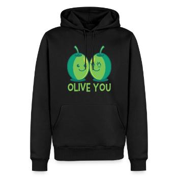 Les olives aiment - Sweat à capuche Premium bio Homme - noir - Devant - Nico (187cm)