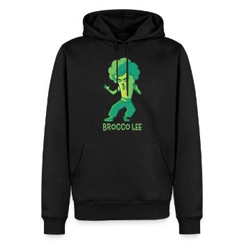 Brocco Lee, brokkoli kampfsport vegan gemüse - Männer Premium Bio Hoodie - Schwarz - Vorne - Nico (187cm)
