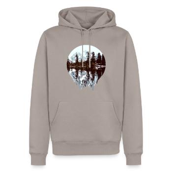 Nature - Alaska - Wilderness - Men’s Premium Organic Hoodie - taupe - Front - Nico (187cm)