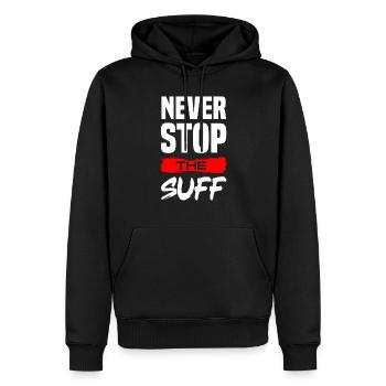 Never stop the SuffTour Party Pfeffi Goldi - Sweat à capuche Premium bio Homme - noir - Devant - Nico (187cm)