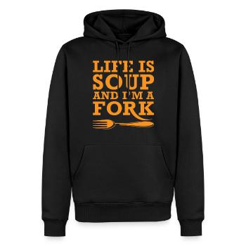 Life Is Soup, irony satire irony funny - Men’s Premium Organic Hoodie - black - Front - Nico (187cm)
