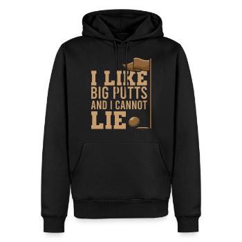 I Like Big Putts, golf golfeur - Sweat à capuche Premium bio Homme - noir - Devant - Nico (187cm)