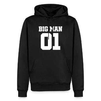 Partnerlook père papa maman maman grand homme 01 - Sweat à capuche Premium bio Homme - noir - Devant - Nico (187cm)