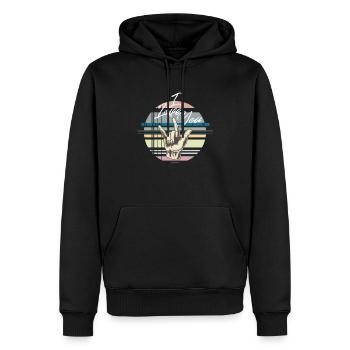 "Je t'aime" langue de caractère américaine - Sweat à capuche Premium bio Homme - noir - Devant - Nico (187cm)