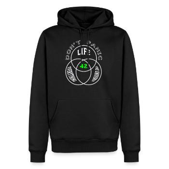 Don't Panic - Men’s Premium Organic Hoodie - black - Front - Nico (187cm)