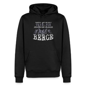 Therapie, ich gehe in die Berge - Männer Premium Bio Hoodie - Schwarz - Vorne - Nico (187cm)