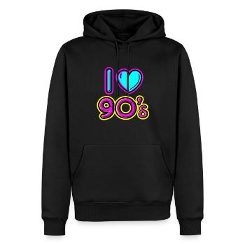 90 Love I love 90's Idée cadeau des années 90 - Sweat à capuche Premium bio Homme - noir - Devant - Nico (187cm)