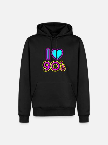 90'erne Love I love 90's gave idé 90'erne - Herre Premium økologisk hoodie - sort