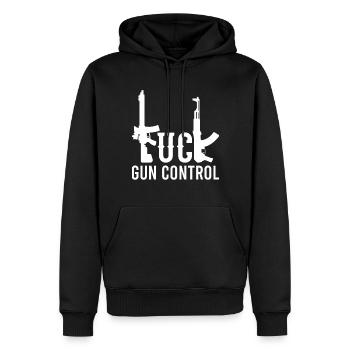 Fuck Gun Control, mitrailleuse d'armes - Sweat à capuche Premium bio Homme - noir - Devant - Nico (187cm)