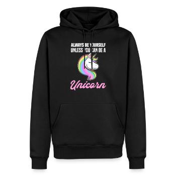 Énonciations drôles de licorne fans de licorne - Sweat à capuche Premium bio Homme - noir - Devant - Nico (187cm)