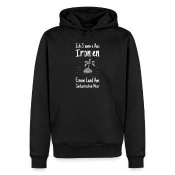 Ich komme aus Ironien ironische Ironie - Männer Premium Bio Hoodie - Schwarz - Vorne - Nico (187cm)