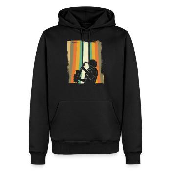 Saxophone rétro - Sweat à capuche Premium bio Homme - noir - Devant - Nico (187cm)