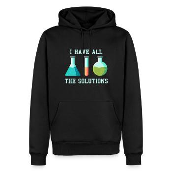 J'ai les solutions, blague de laboratoire de travail chimie - Sweat à capuche Premium bio Homme - noir - Devant - Nico (187cm)