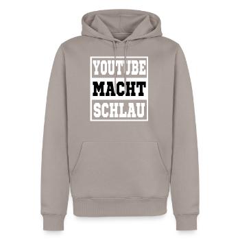 Youtube macht schlau - Männer Premium Bio Hoodie - Taupe - Vorne - Nico (187cm)