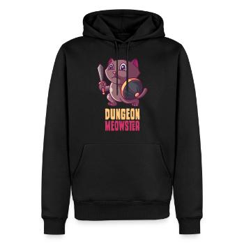 Dongeon Meowster, cadeau de jeu de chat rpg - Sweat à capuche Premium bio Homme - noir - Devant - Nico (187cm)
