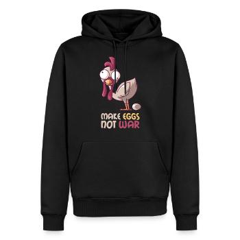 Make Eggs Not War, present peace chicken - Men’s Premium Organic Hoodie - black - Front - Nico (187cm)