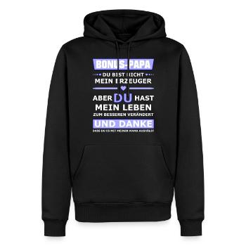 Bonus Papa - Männer Premium Bio Hoodie - Schwarz - Vorne - Nico (187cm)