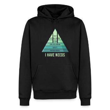 Pyramide des besoins, psychologie sociale maslow - Sweat à capuche Premium bio Homme - noir - Devant - Nico (187cm)
