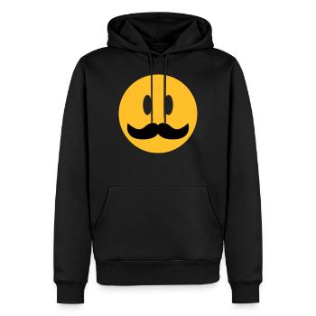 lustiges Emoji mit Schnurrbart - Männer Premium Bio Hoodie - Schwarz - Vorne - Nico (187cm)