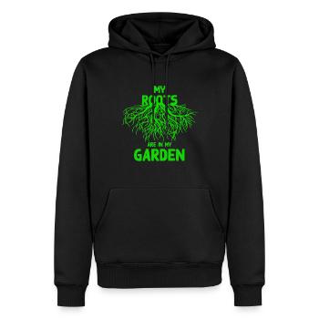 jardin - Sweat à capuche Premium bio Homme - noir - Devant - Nico (187cm)