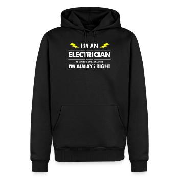 Electrician Electrician Electrician Electric Electricity - Men’s Premium Organic Hoodie - black - Front - Nico (187cm)