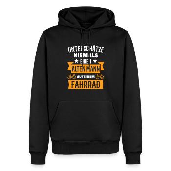 Alter Mann Fahrrad Radfahrer - Männer Premium Bio Hoodie - Schwarz - Vorne - Nico (187cm)