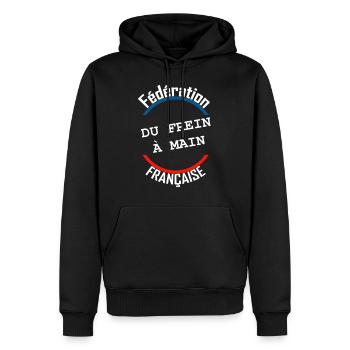 Fédération française du frein à main - Sweat à capuche Premium bio Homme - noir - Devant - Nico (187cm)