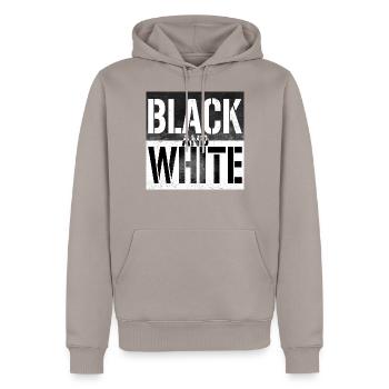 Black and white - Männer Premium Bio Hoodie - Taupe - Vorne - Nico (187cm)
