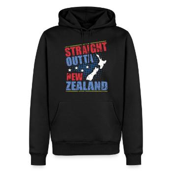 Neuseeland - Männer Premium Bio Hoodie - Schwarz - Vorne - Nico (187cm)