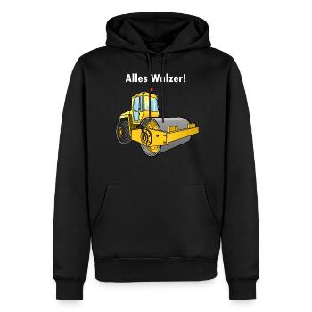 Dampfwalze, Alles Walzer, niederwalzen, Straßenbau - Männer Premium Bio Hoodie - Schwarz - Vorne - Nico (187cm)