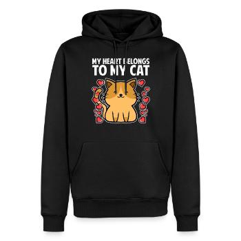 Les amoureux des chats - Sweat à capuche Premium bio Homme - noir - Devant - Nico (187cm)