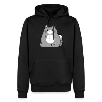 Big cat cat lover fat cats - Men’s Premium Organic Hoodie - black - Front - Nico (187cm)