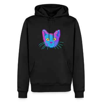 Chat, minou, animal, drôle, humour, animal, Fellnase - Sweat à capuche Premium bio Homme - noir - Devant - Nico (187cm)