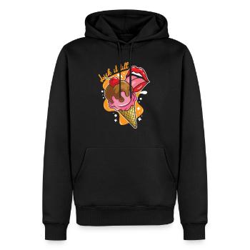 Lèche-le jusqu'à - Sweat à capuche Premium bio Homme - noir - Devant - Nico (187cm)
