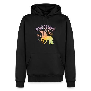 Einhorn, Einhörner, Ich liebe Einhörner, Geschenk - Männer Premium Bio Hoodie - Schwarz - Vorne - Nico (187cm)
