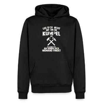 Leg dich nicht mit einem Kumpel an Bergbau - Männer Premium Bio Hoodie - Schwarz - Vorne - Nico (187cm)