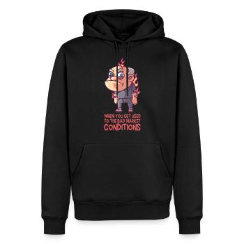 Mauvaises conditions de marché - Sweat à capuche Premium bio Homme - noir - Devant - Nico (187cm)