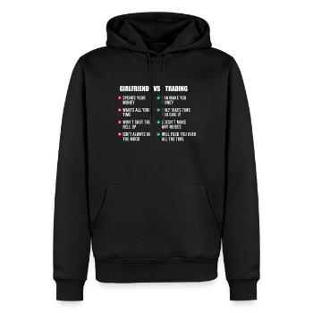 Girlfriend vs. Trading - Männer Premium Bio Hoodie - Schwarz - Vorne - Nico (187cm)